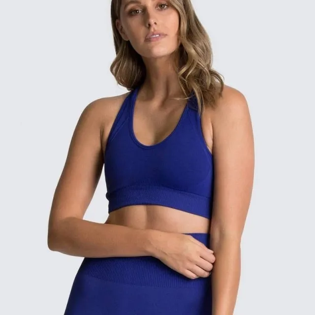 Yoga 2 Piece Set Leggings Elastic Sports Bras Gym Fitness Sportswear Workout Seamless Yoga Suit Sport Wear Suit Woman