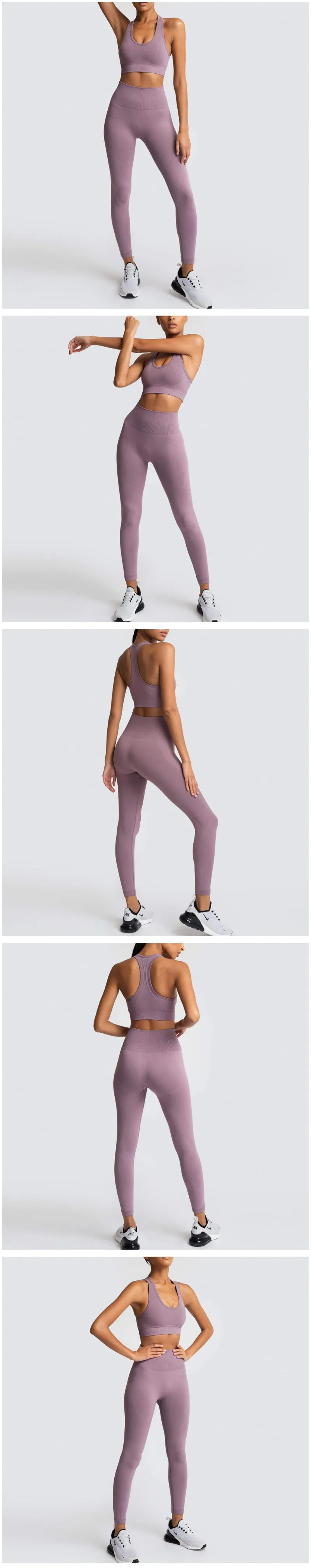Yoga 2 Piece Set Leggings Elastic Sports Bras Gym Fitness Sportswear Workout Seamless Yoga Suit Sport Wear Suit Woman