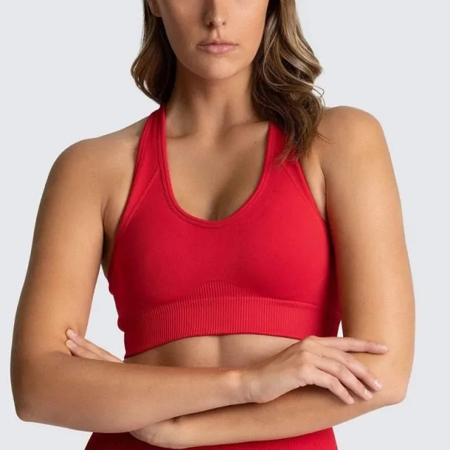 Yoga 2 Piece Set Leggings Elastic Sports Bras Gym Fitness Sportswear Workout Seamless Yoga Suit Sport Wear Suit Woman