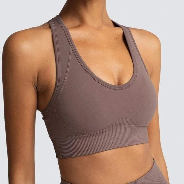 Yoga 2 Piece Set Leggings Elastic Sports Bras Gym Fitness Sportswear Workout Seamless Yoga Suit Sport Wear Suit Woman