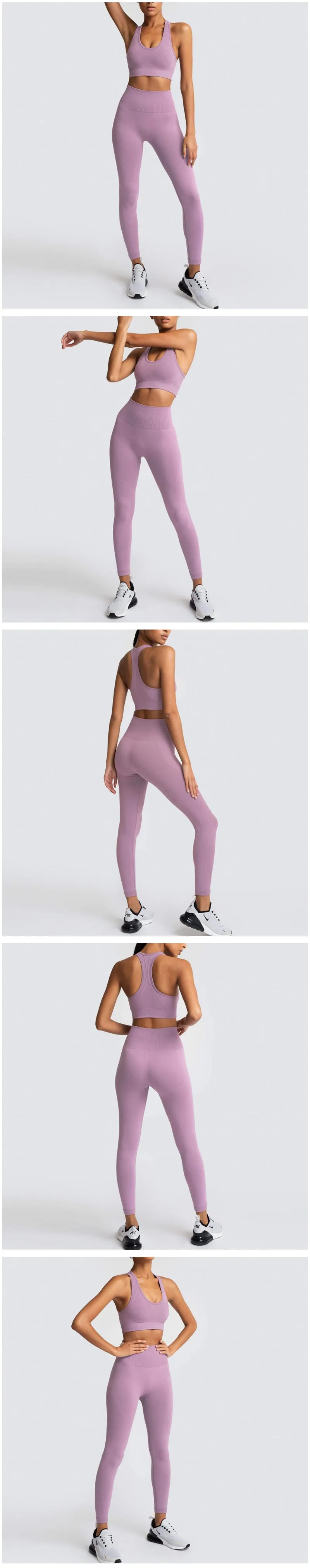 Yoga 2 Piece Set Leggings Elastic Sports Bras Gym Fitness Sportswear Workout Seamless Yoga Suit Sport Wear Suit Woman