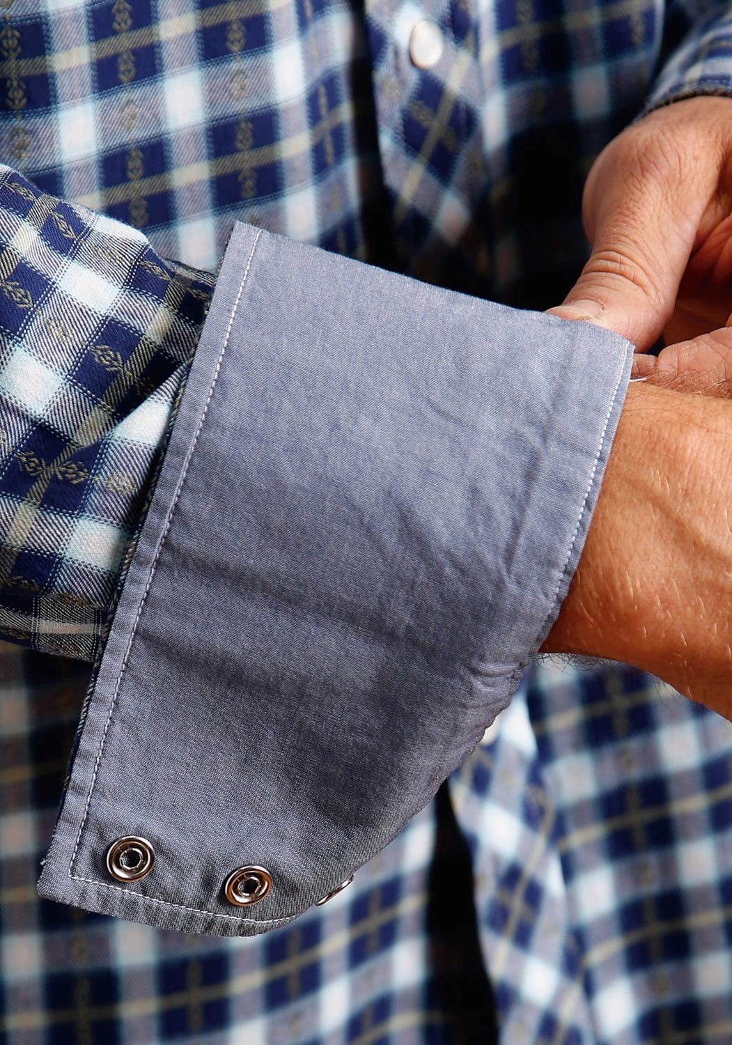 Stetson Mens Twill Dobby Blue 100% Cotton L/S Shirt Pocket Detailing Camouflage Style