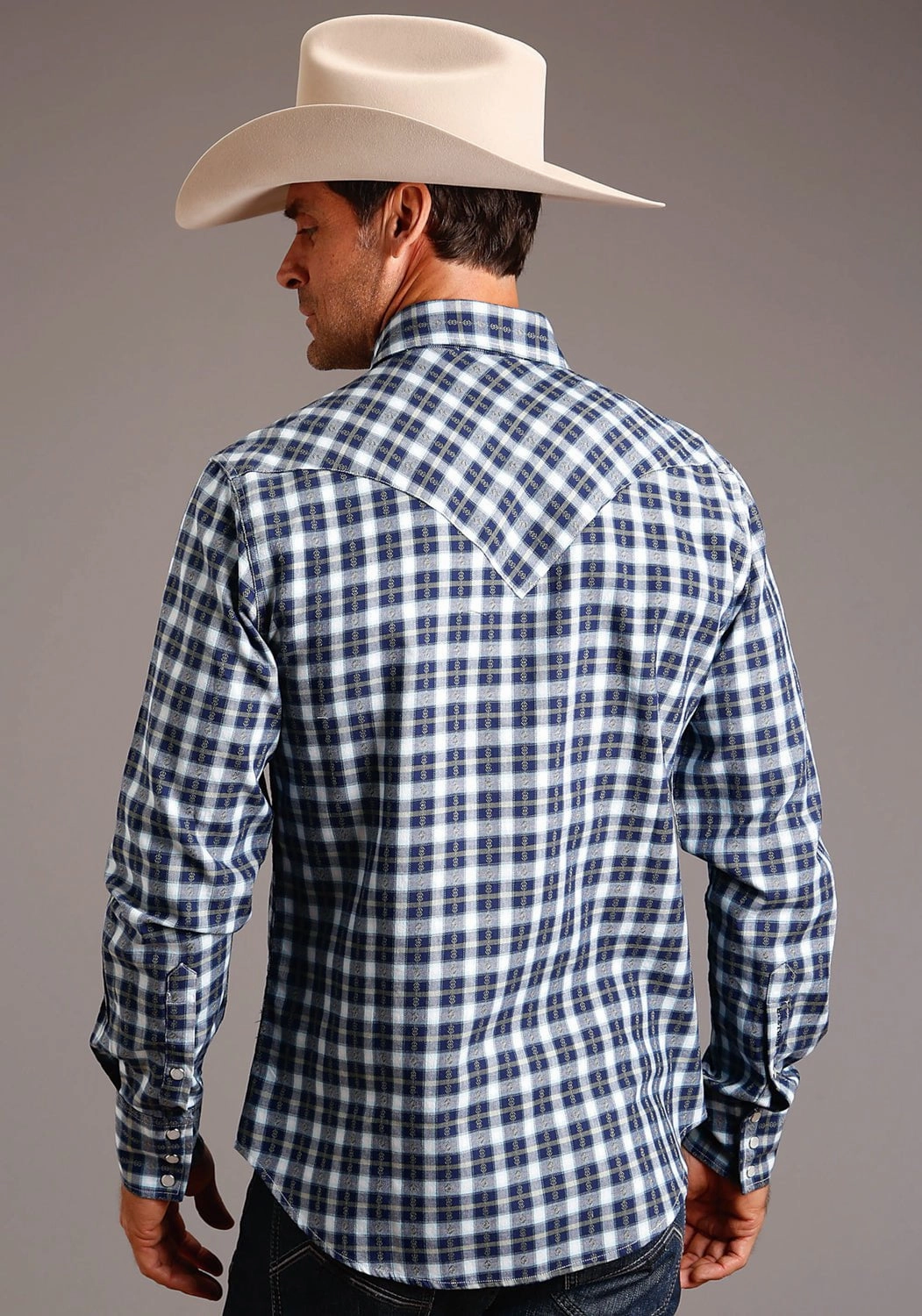 Fashion Choice Neutral Tones Stetson Mens Twill Dobby Blue 100% Cotton L/S Shirt