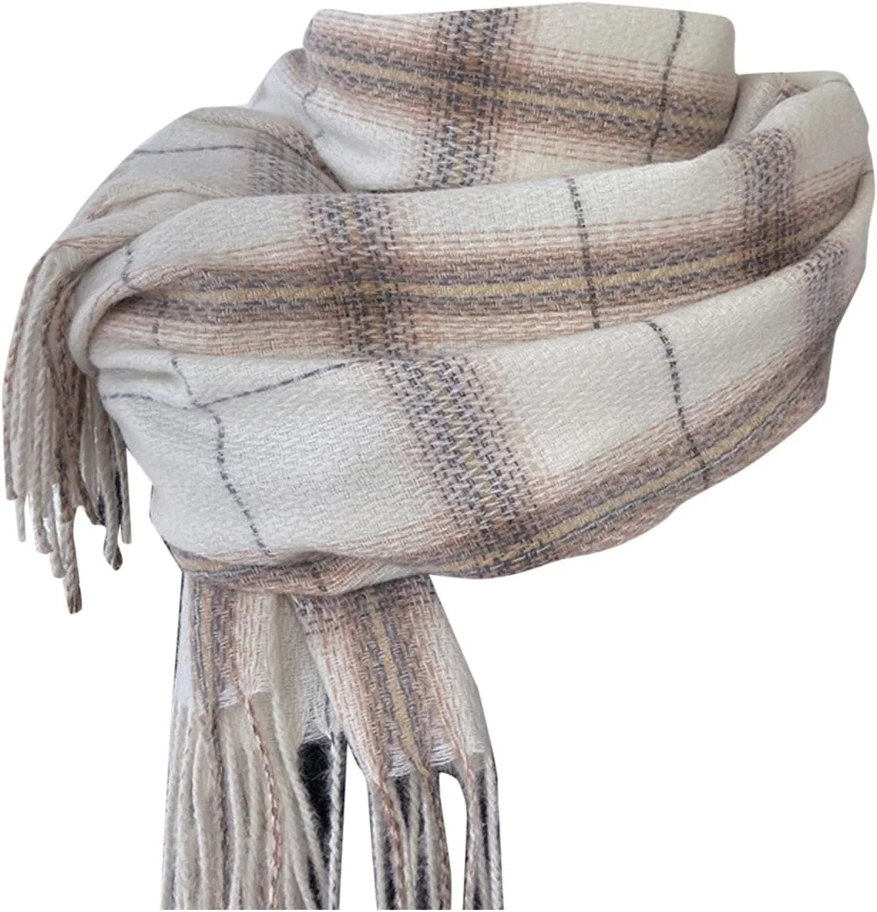 YOLAI Women Tassel Striped Plaid Scarf Fall Winter Warm Soft Large Blanket Scarf Comfortable Wrap Shawl Scarves
