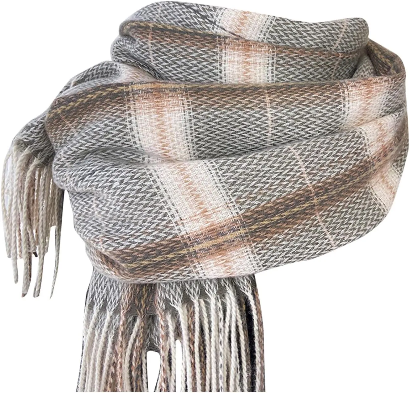 YOLAI Women Tassel Striped Plaid Scarf Fall Winter Warm Soft Large Blanket Scarf Comfortable Wrap Shawl Scarves