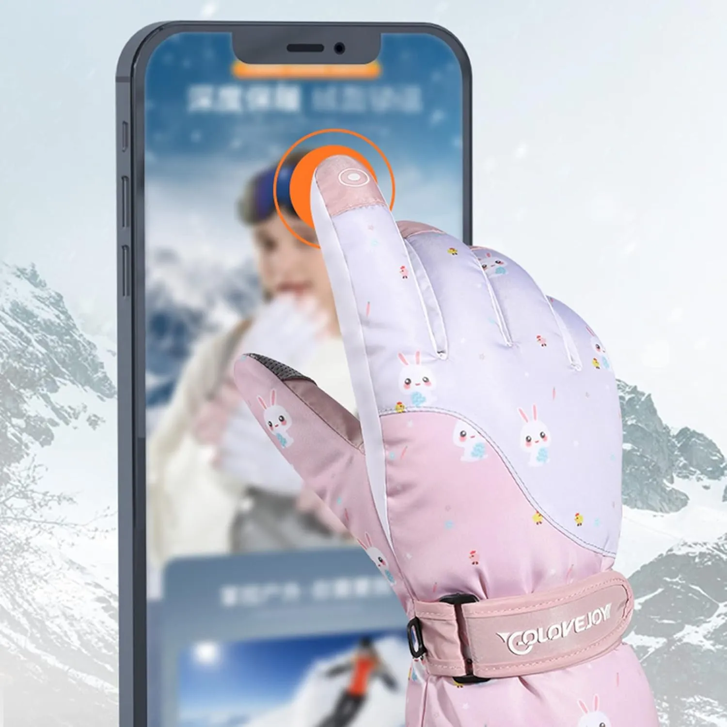 YOLAI Women Winter Ski Gloves Warm Cute Printed Snow Gloves Soft Touchscreen Thermal Lined Gloves
