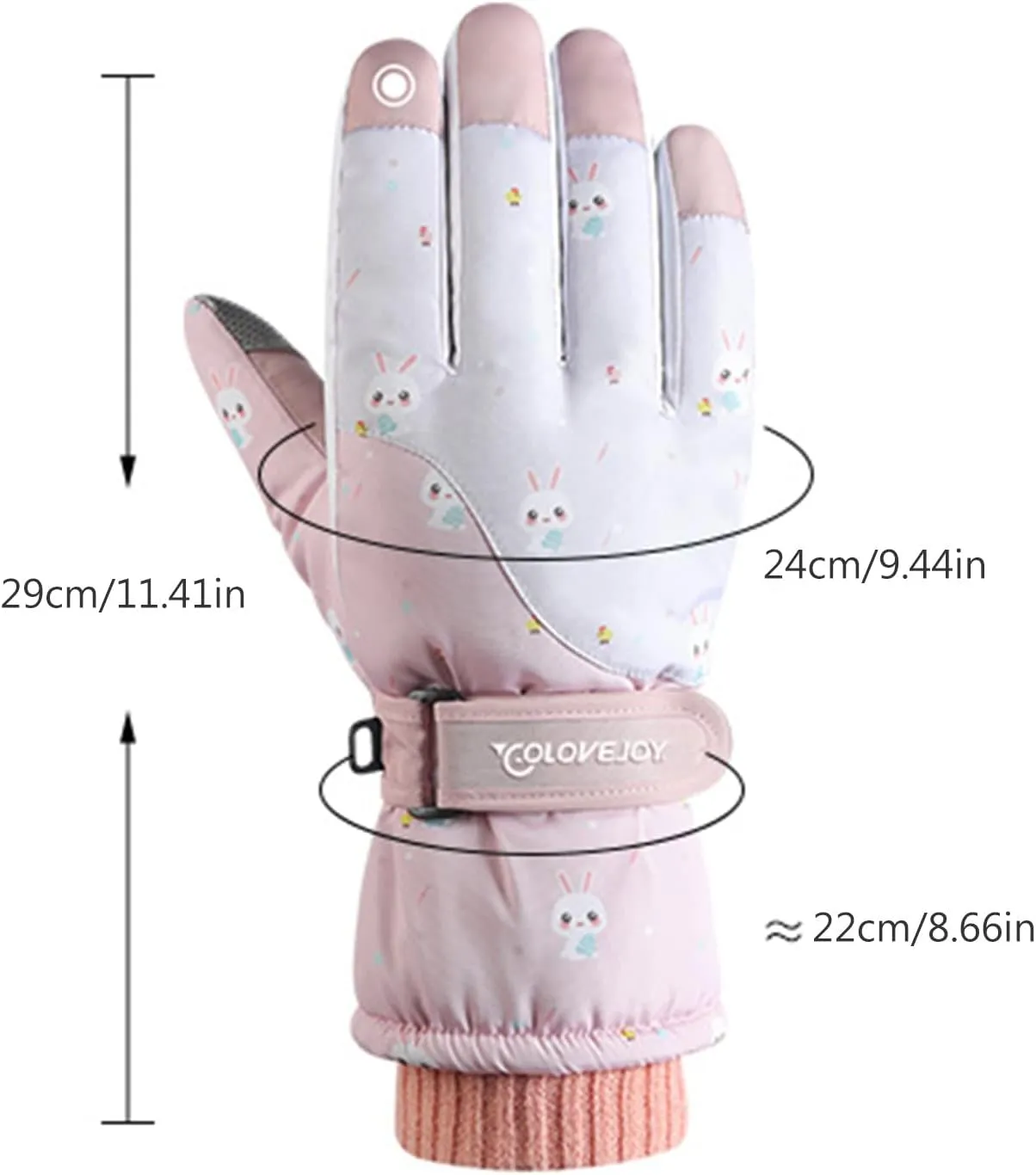 YOLAI Women Winter Ski Gloves Warm Cute Printed Snow Gloves Soft Touchscreen Thermal Lined Gloves