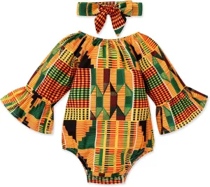 YOUNGER TREE African Baby Clothes Girl Dashiki Ankara Outfit Set