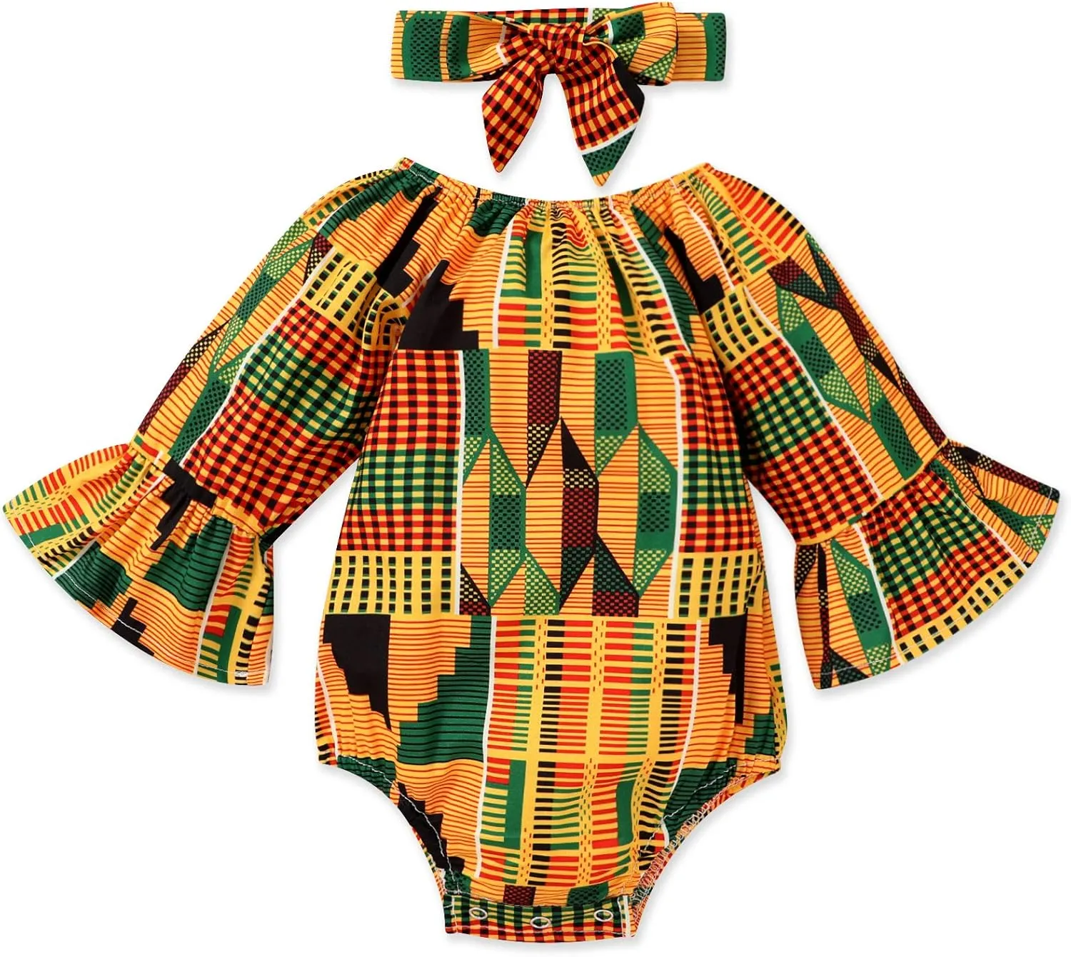 YOUNGER TREE African Baby Clothes Girl Dashiki Ankara Outfit Set