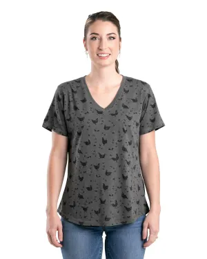 Youthful Energy Berne Womens Performance V-Neck Chicken Print Cotton Blend S/S T-Shirt Berne Womens Performance V-Neck Chicken Print Cotton Blend S/S T-Shirt Sleek Silhouette Smart Casual