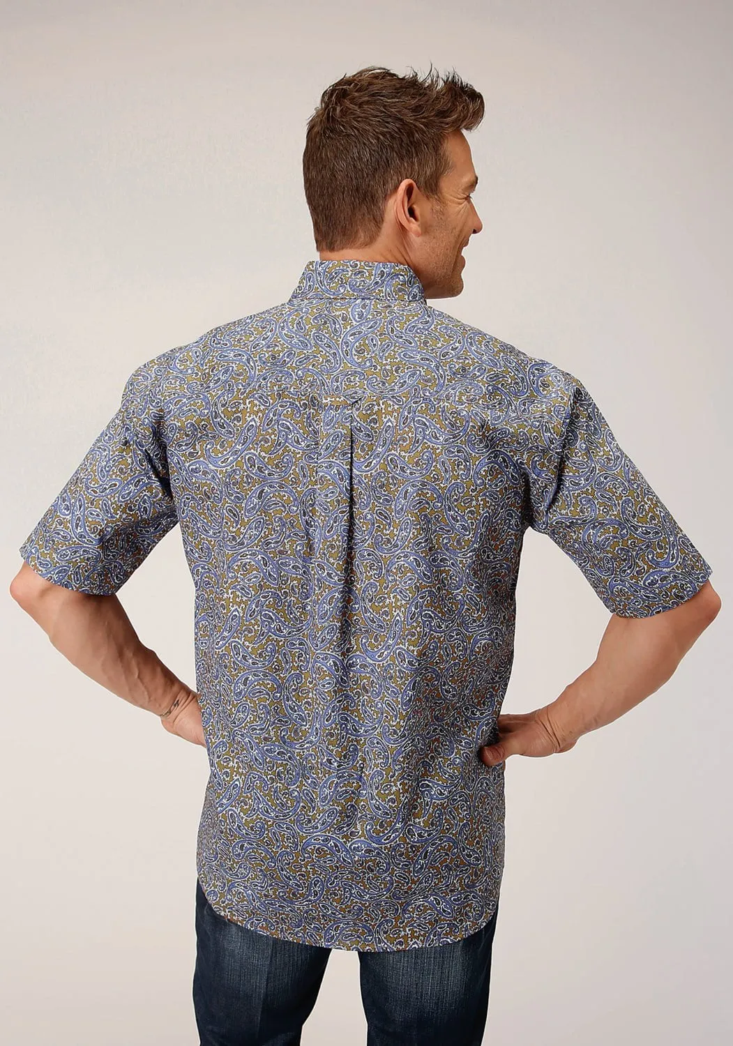 Roper Mens Valley Paisley Brown 100% Cotton S/S Shirt Edgy Design Wardrobe Essential