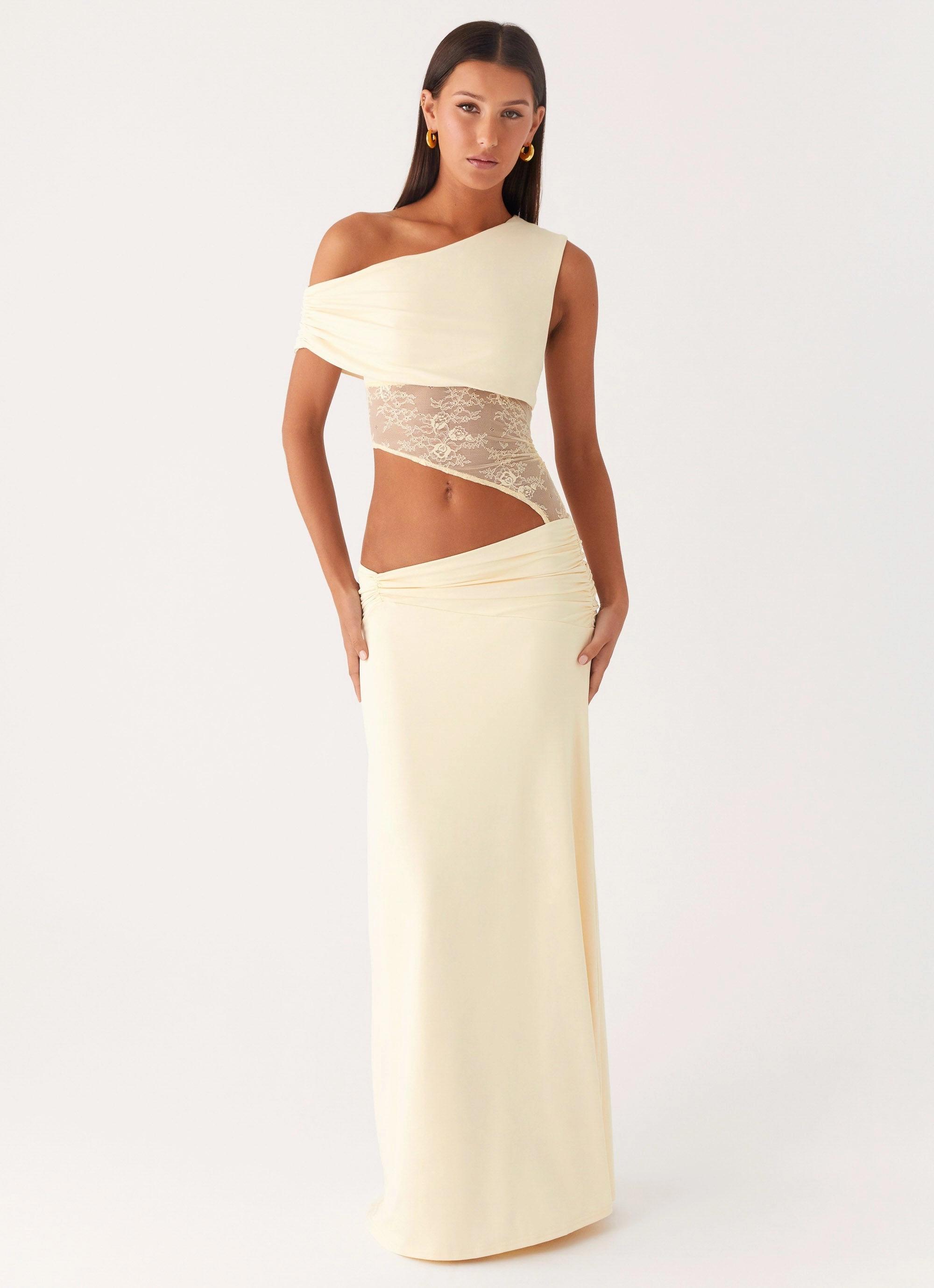 Silky Surface Luxurious Texture Love Motion Maxi Dress - Lemon