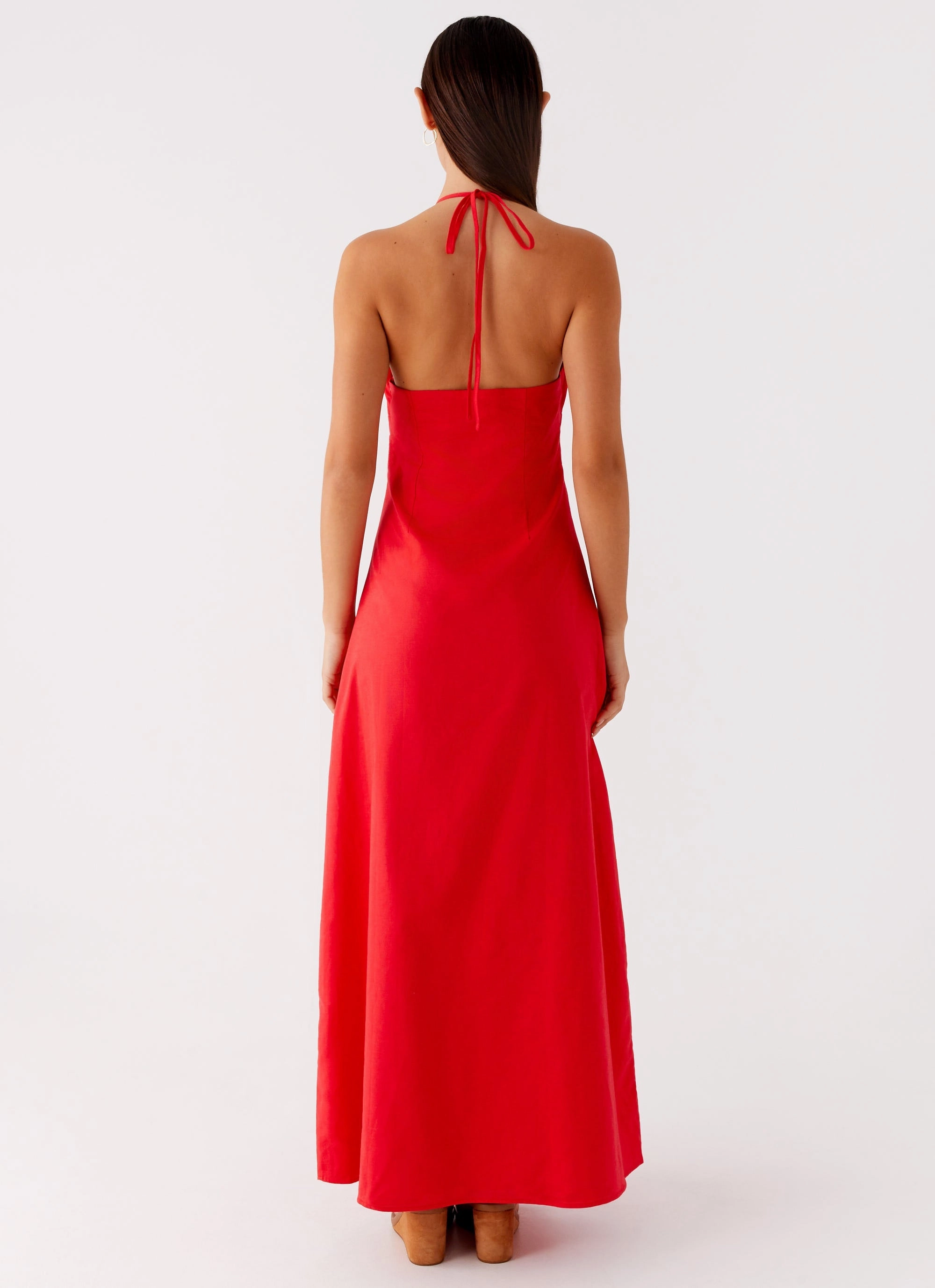 Zana Maxi Dress - Red Water-resistant Empire-Waist