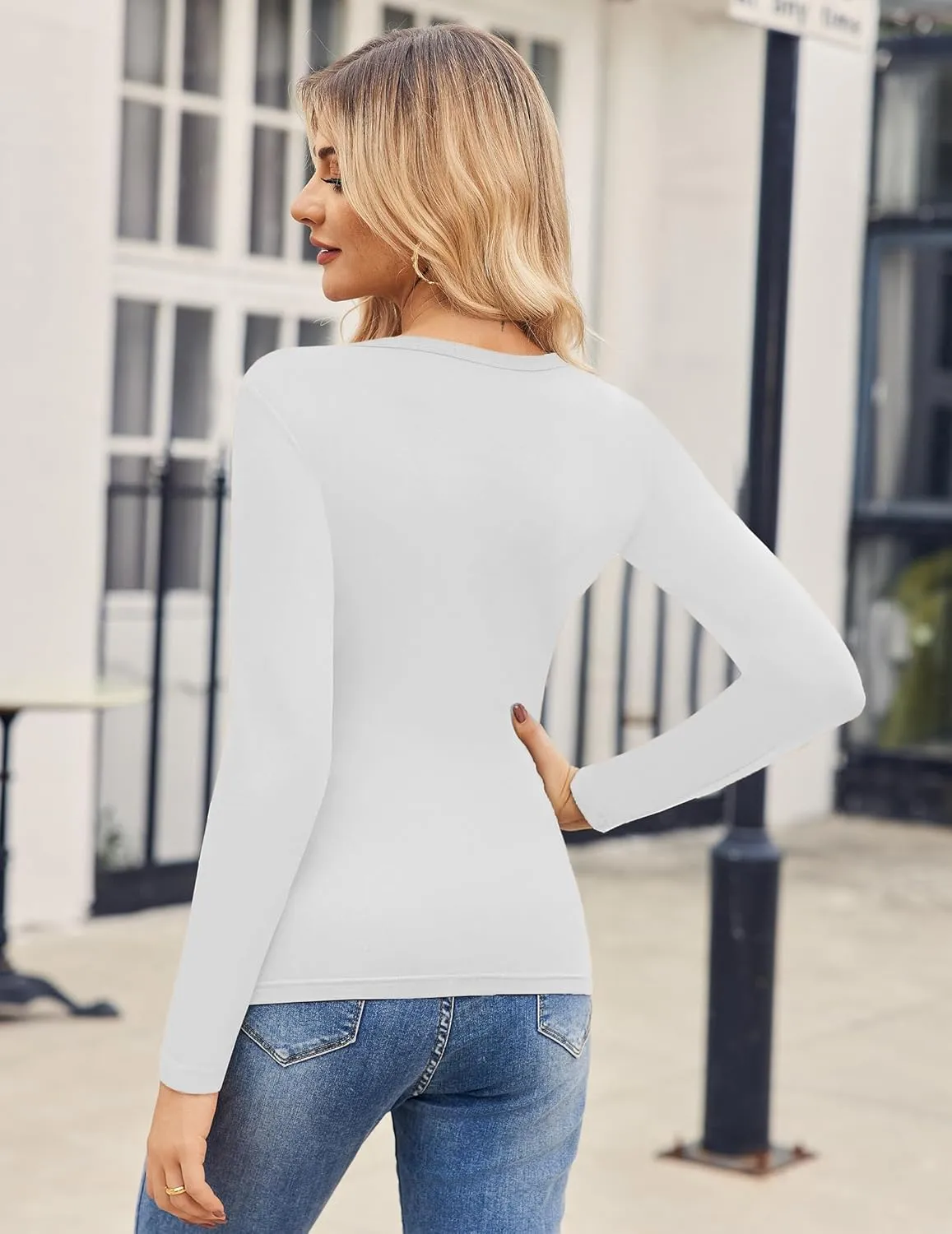 Zeagoo 2 Pack Women's Long Sleeve V Neck Slim Fit T Shirts