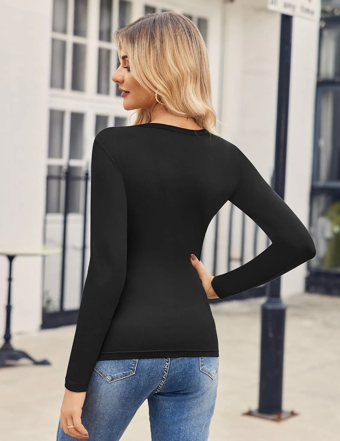 Zeagoo 2 Pack Women's Long Sleeve V Neck Slim Fit T Shirts
