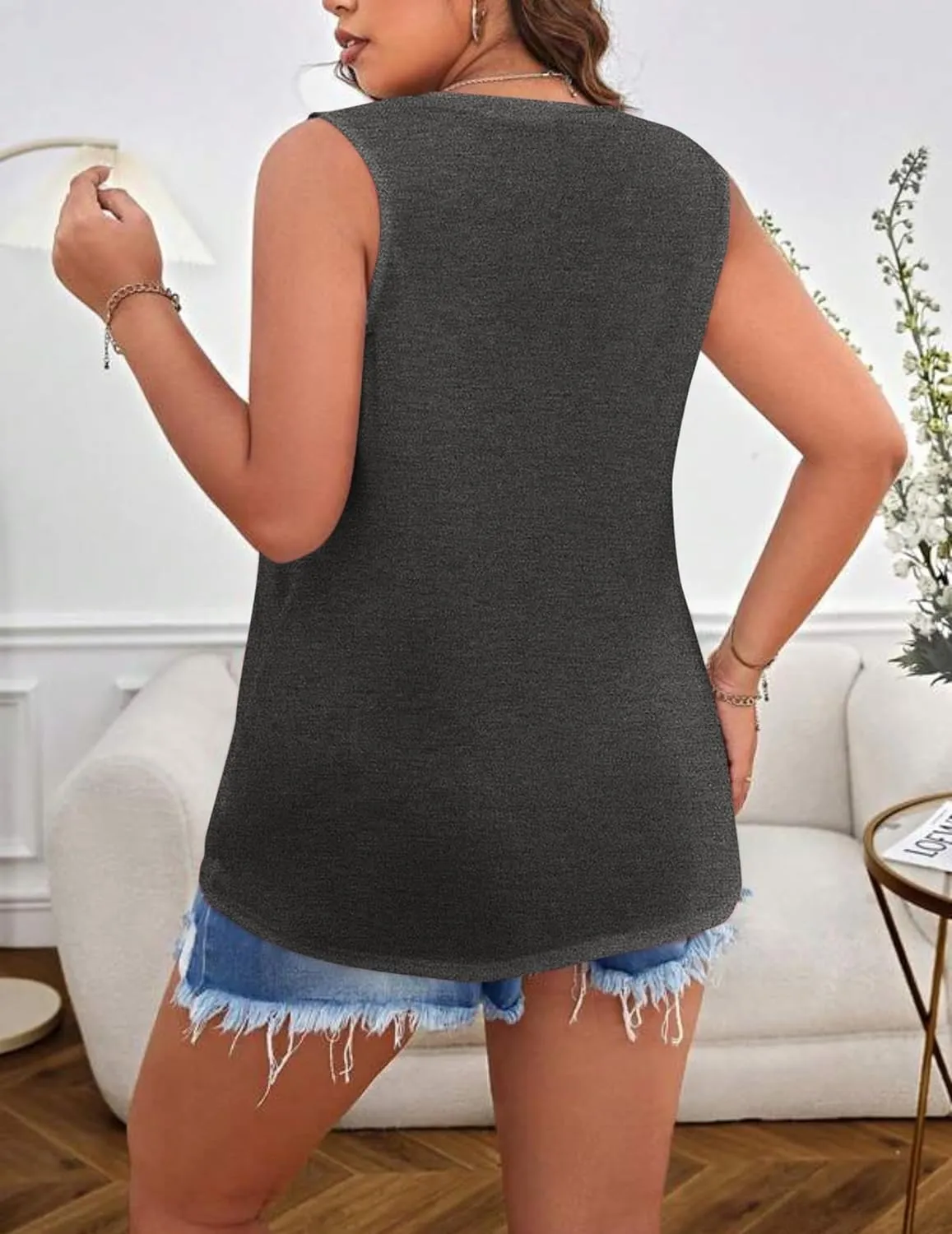 Zeagoo Floral Print Sleeveless T Shirts Loose Fit Summer Tunic Blouse
