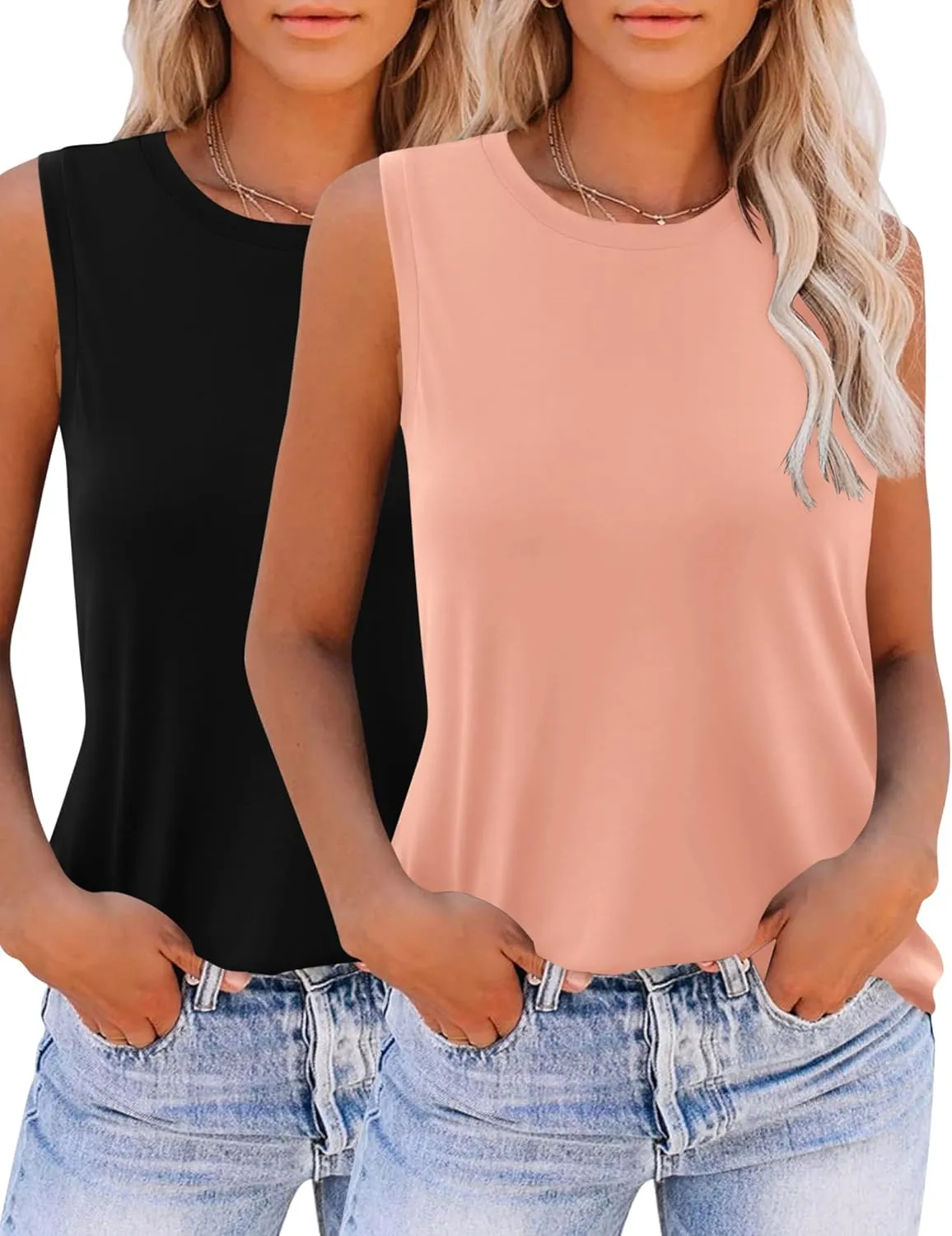 Zeagoo Floral Print Sleeveless T Shirts Loose Fit Summer Tunic Blouse
