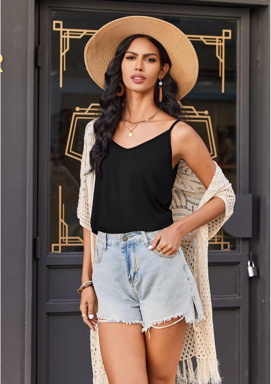 Zeagoo Tank Top V-Neck Sleeveless Summer Tops (DE Only)