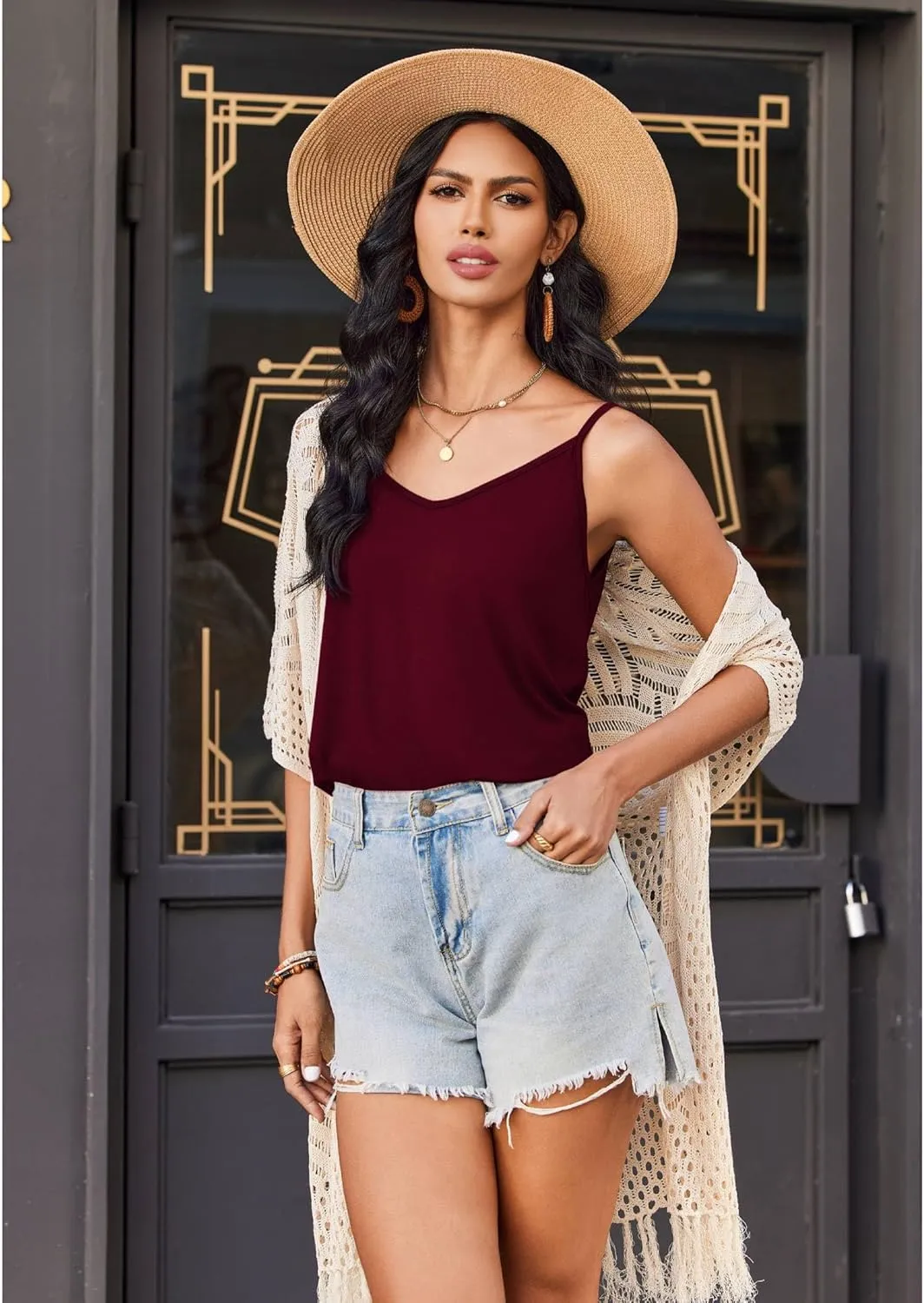 Zeagoo Tank Top V-Neck Sleeveless Summer Tops (DE Only)