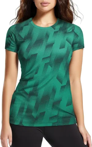 Zengjo Womens Workout Shirts Short Sleeve Quick Dry Athletic Running Yoga Exercise Tops Crewneck Activewear Tees Fitted