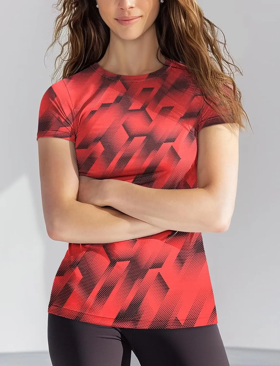 Zengjo Womens Workout Shirts Short Sleeve Quick Dry Athletic Running Yoga Exercise Tops Crewneck Activewear Tees Fitted