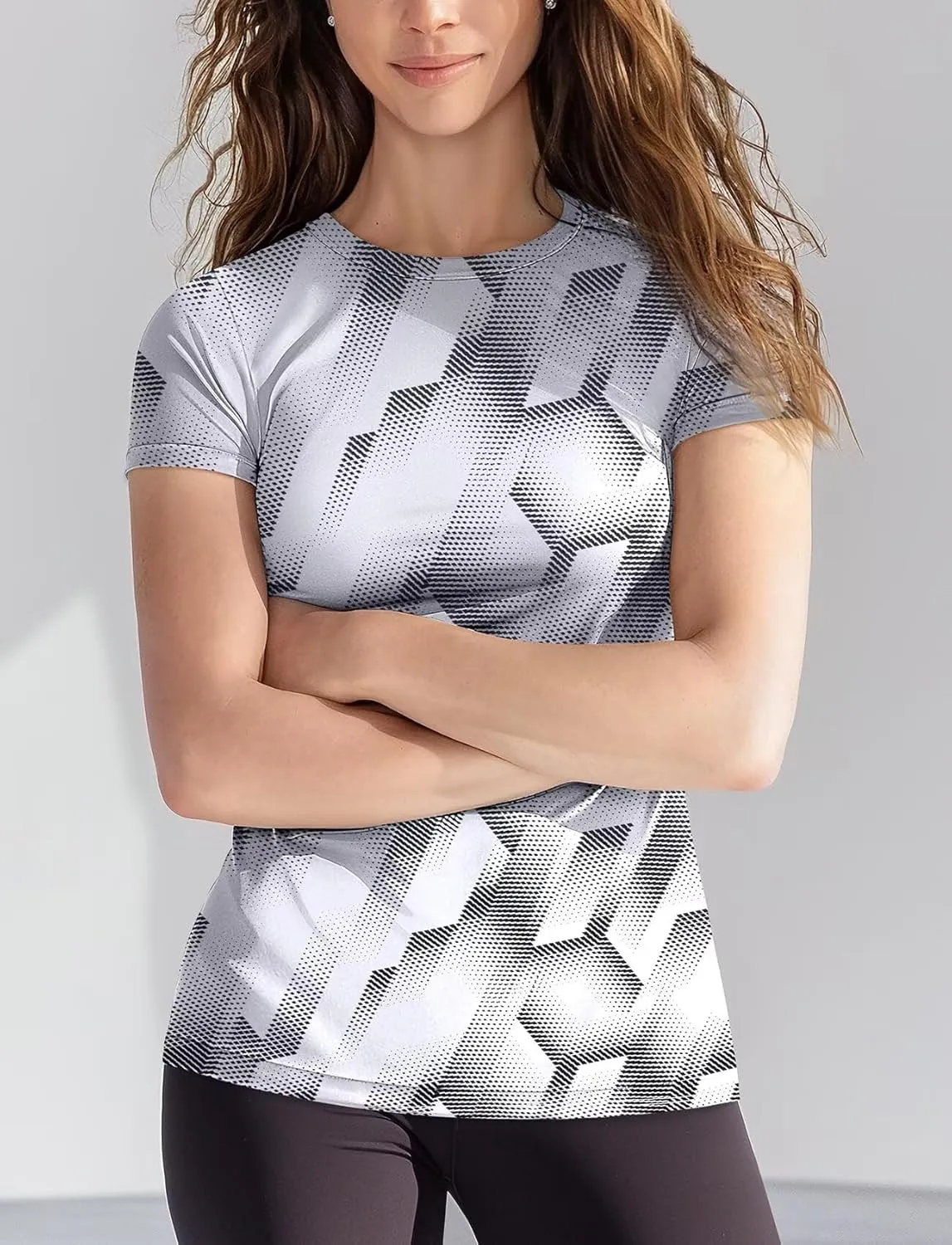 Zengjo Womens Workout Shirts Short Sleeve Quick Dry Athletic Running Yoga Exercise Tops Crewneck Activewear Tees Fitted