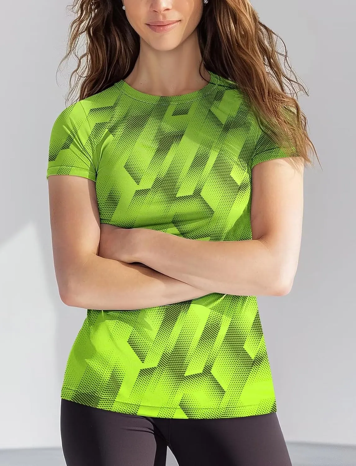 Zengjo Womens Workout Shirts Short Sleeve Quick Dry Athletic Running Yoga Exercise Tops Crewneck Activewear Tees Fitted