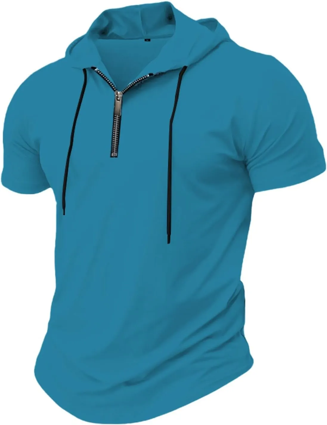 Zip Hoodies for Men Short Sleeve Slim Fit Casual Workout Tshirts Summer Sports Gym Sweatshirt Big and Tall Tees