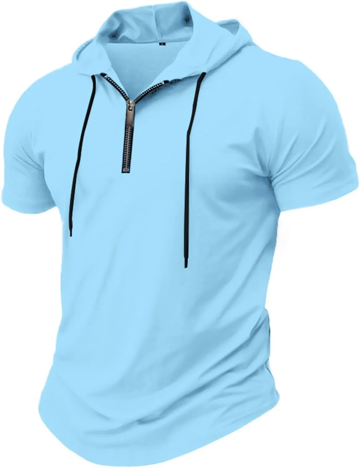 Zip Hoodies for Men Short Sleeve Slim Fit Casual Workout Tshirts Summer Sports Gym Sweatshirt Big and Tall Tees