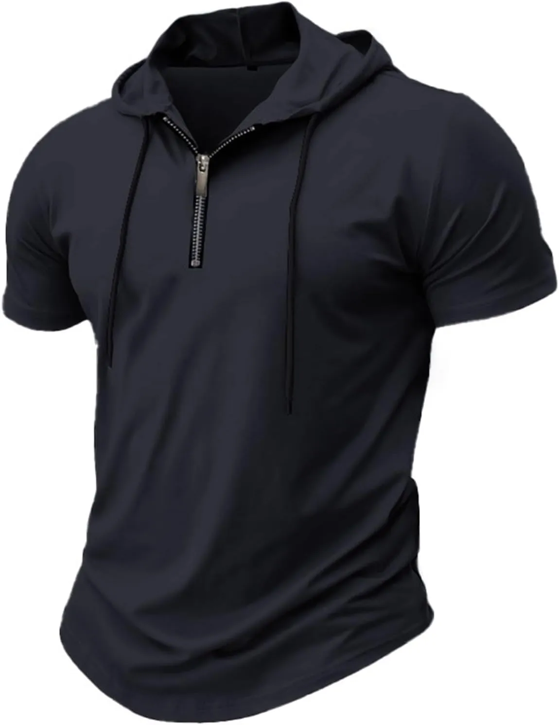 Zip Hoodies for Men Short Sleeve Slim Fit Casual Workout Tshirts Summer Sports Gym Sweatshirt Big and Tall Tees