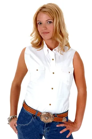 Zip Up Roper Womens White 100% Cotton Sleeveless Solid Poplin Snap Western Shirt Roper Womens White 100% Cotton Sleeveless Solid Poplin Snap Western Shirt Multipocket Style