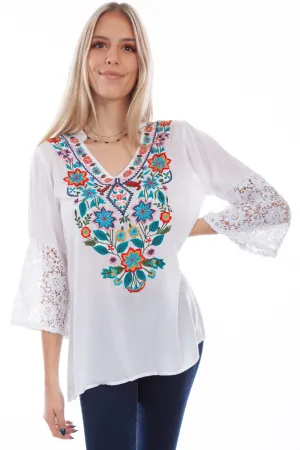Zip Up Scully Womens White Viscose Crochet S/S Blouse Scully Womens White Viscose Crochet S/S Blouse Gym Companion