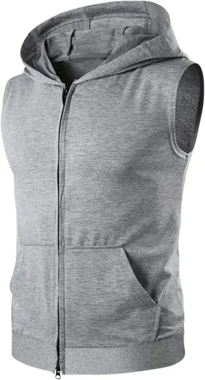 Zipper Hoodies for Men Loose Fit Sleeveless Casual Tshirts Lightweight Gym Workout Muscle Sports Hiking Tank Tops