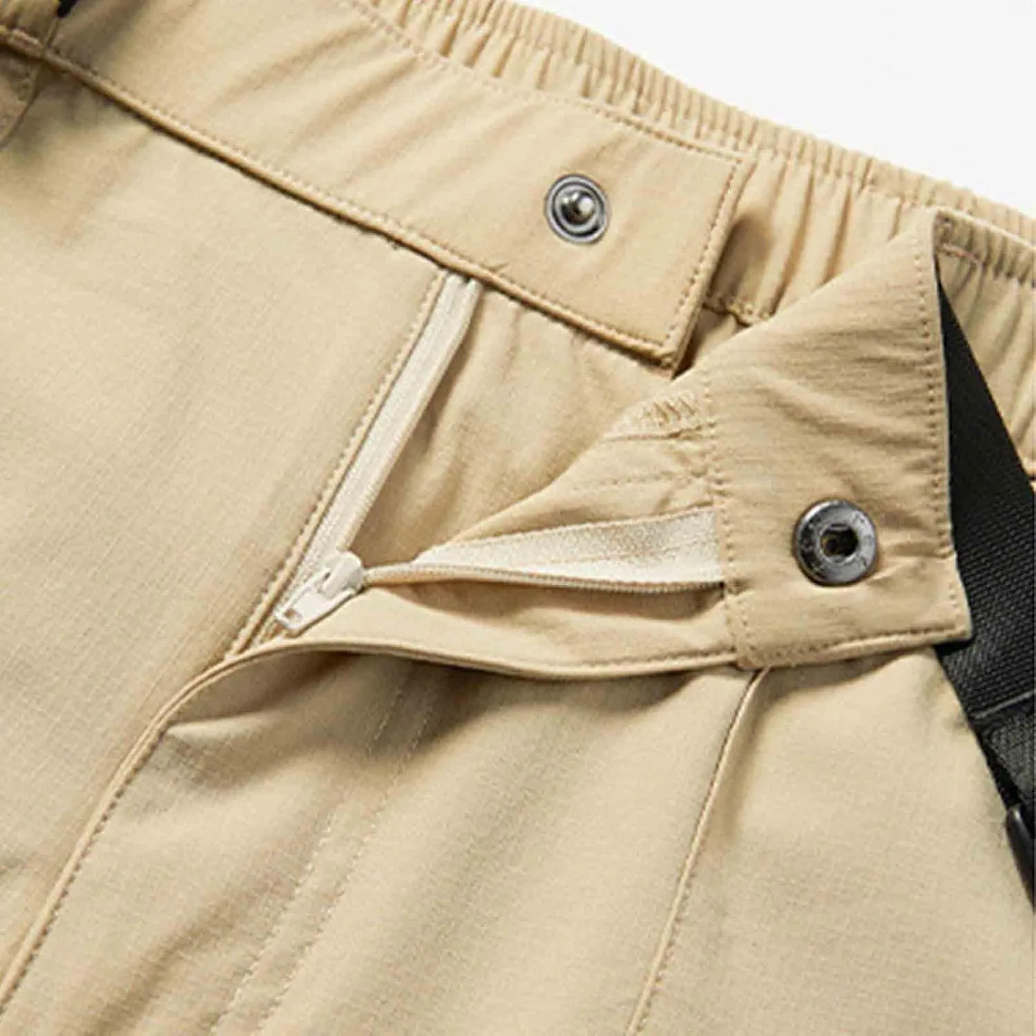 Zipper Pockets Shorts Men Summer Quick Dry Plus Size Casual Elastic Waist Trunks Athletic Workout Activewear
