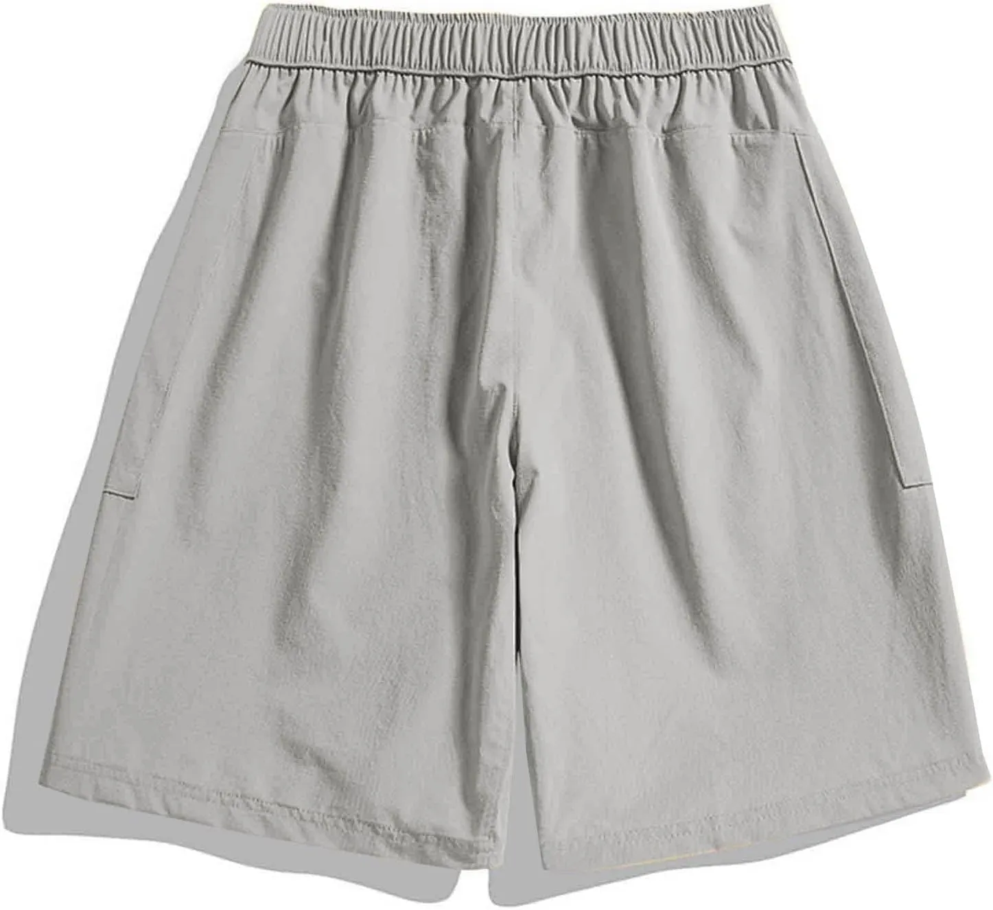Zipper Pockets Shorts Men Summer Quick Dry Plus Size Casual Elastic Waist Trunks Athletic Workout Activewear