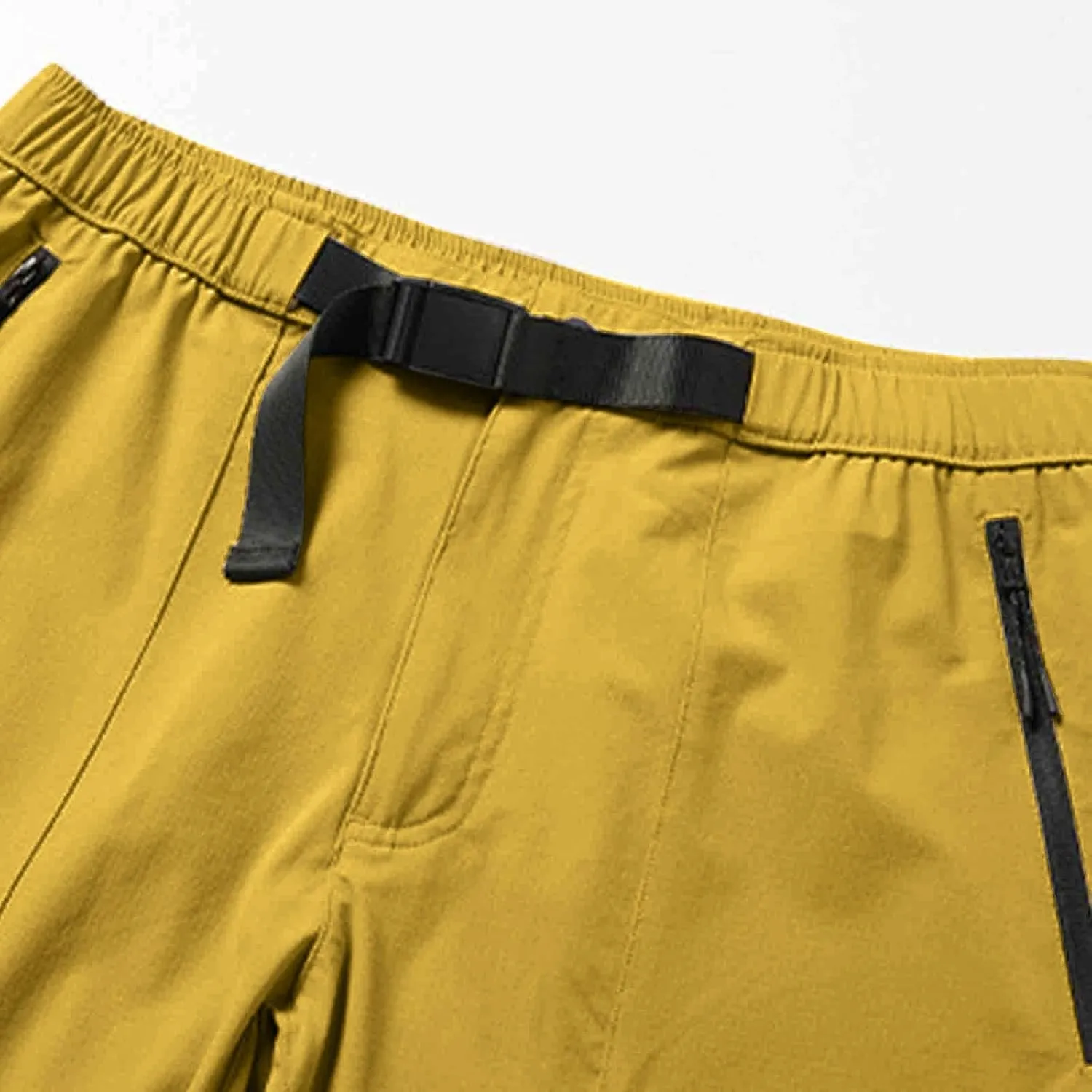 Zipper Pockets Shorts Men Summer Quick Dry Plus Size Casual Elastic Waist Trunks Athletic Workout Activewear