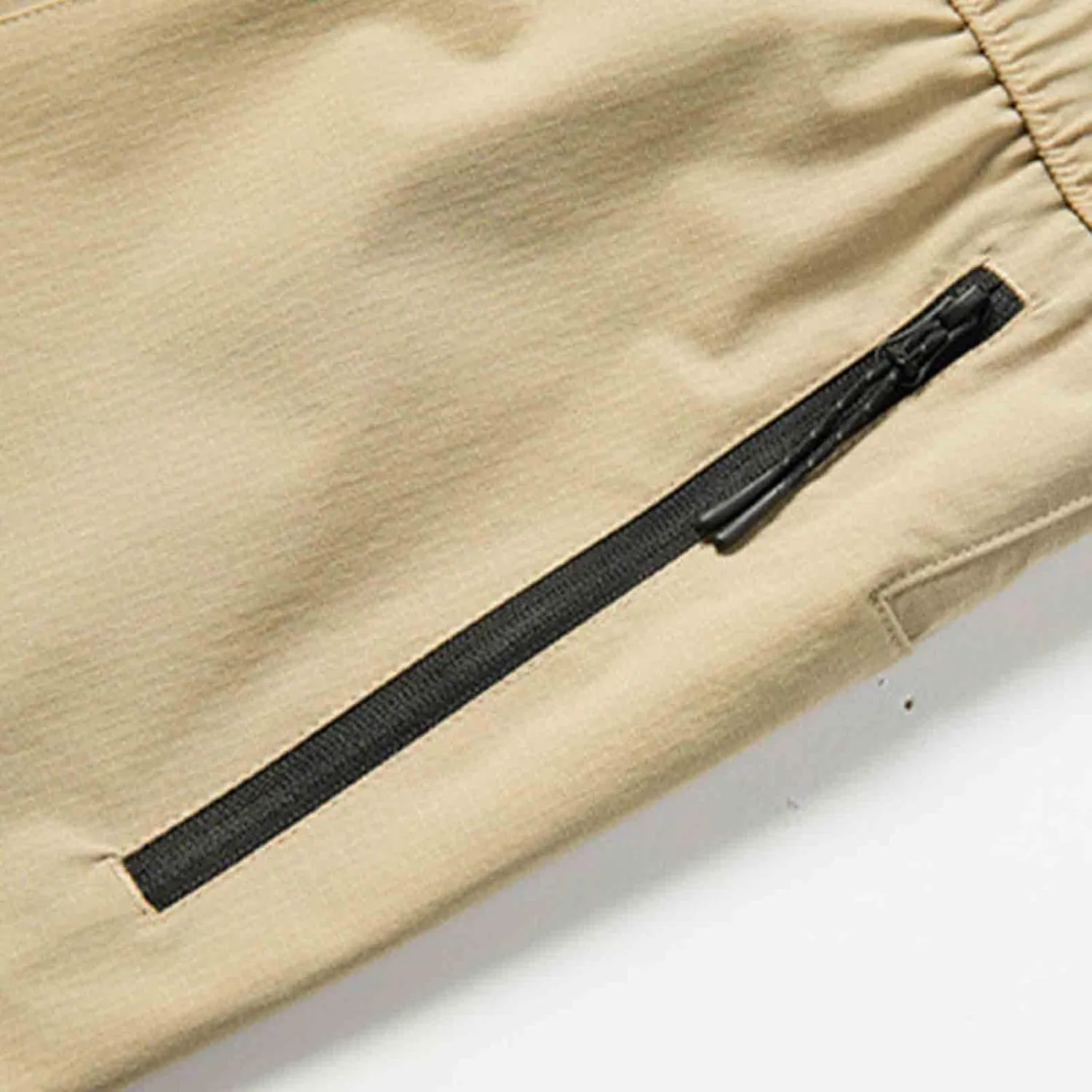 Zipper Pockets Shorts Men Summer Quick Dry Plus Size Casual Elastic Waist Trunks Athletic Workout Activewear