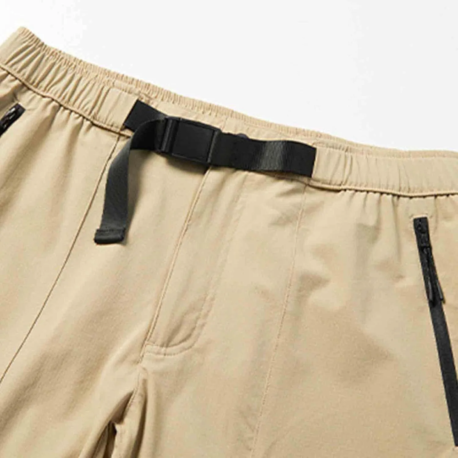 Zipper Pockets Shorts Men Summer Quick Dry Plus Size Casual Elastic Waist Trunks Athletic Workout Activewear