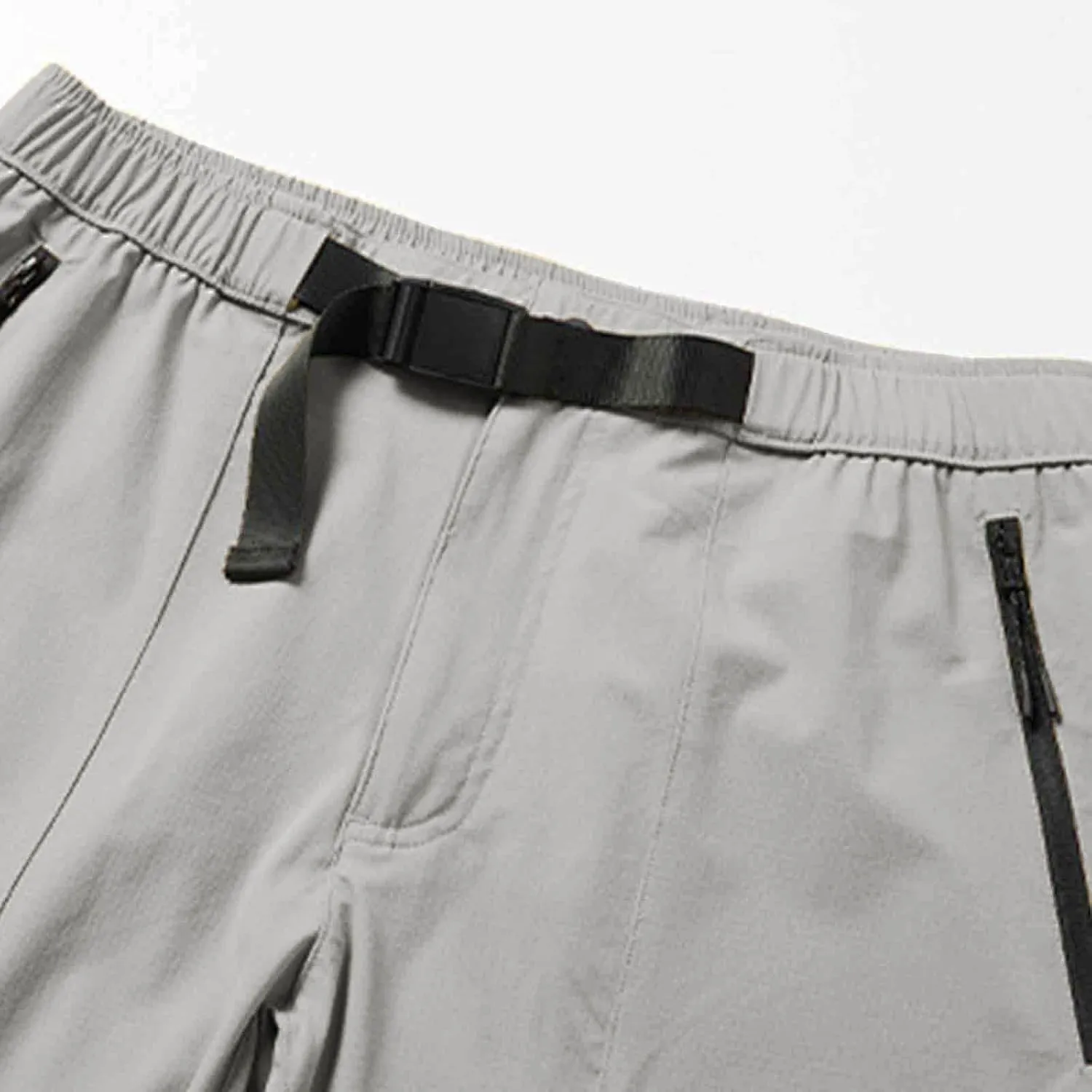 Zipper Pockets Shorts Men Summer Quick Dry Plus Size Casual Elastic Waist Trunks Athletic Workout Activewear