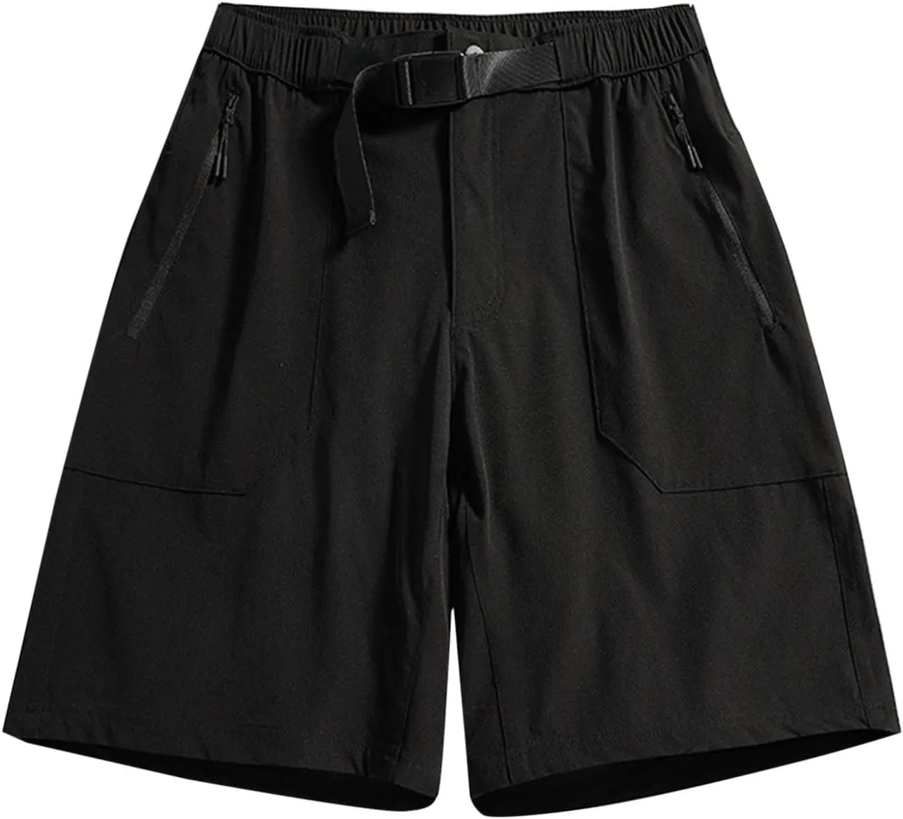 Zipper Pockets Shorts Men Summer Quick Dry Plus Size Casual Elastic Waist Trunks Athletic Workout Activewear