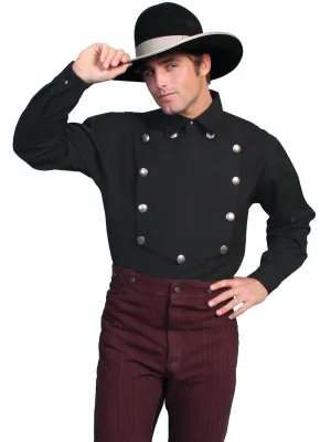 Zippered Pocket Scully RangeWear Mens Black 100% Cotton Concho L/S Western Bib Shirt Scully RangeWear Mens Black 100% Cotton Concho L/S Western Bib Shirt Breathable Underarm Vents