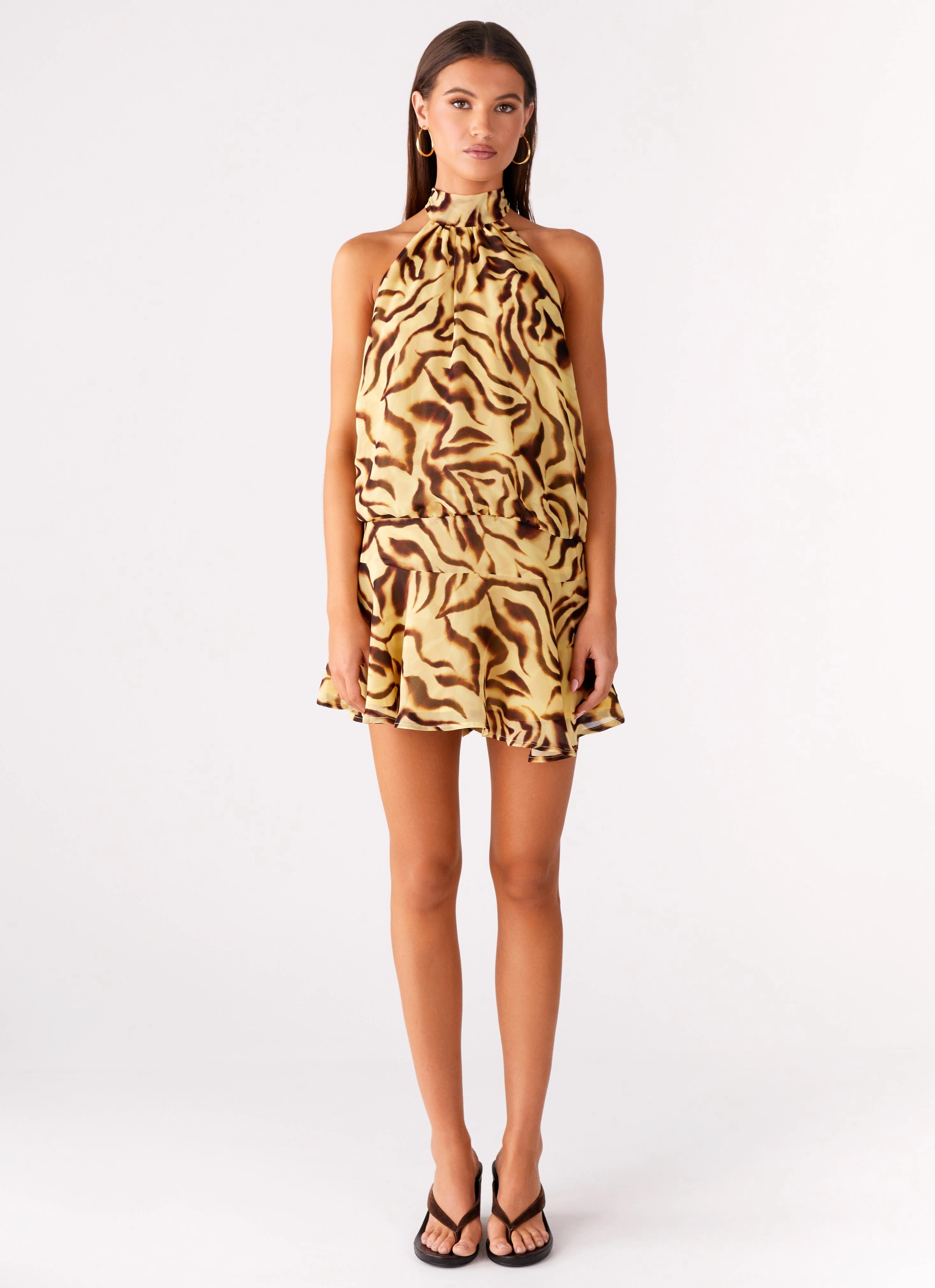 Zulla Backless Mini Dress - Laguna Print Versatile Style